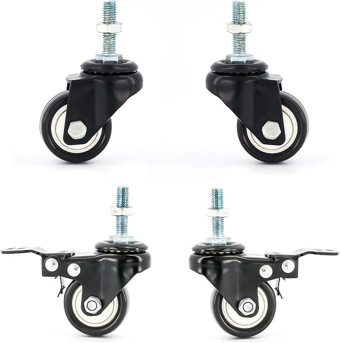 درافل عجلات دورافيل شديدة التحمل، 4 عجلات دوارة مزودة بمكابح - قدرة تحمل 200 كجم، عجلات دوارة من مطاط البولي يوريثان بقطر 40 مم - Image 1